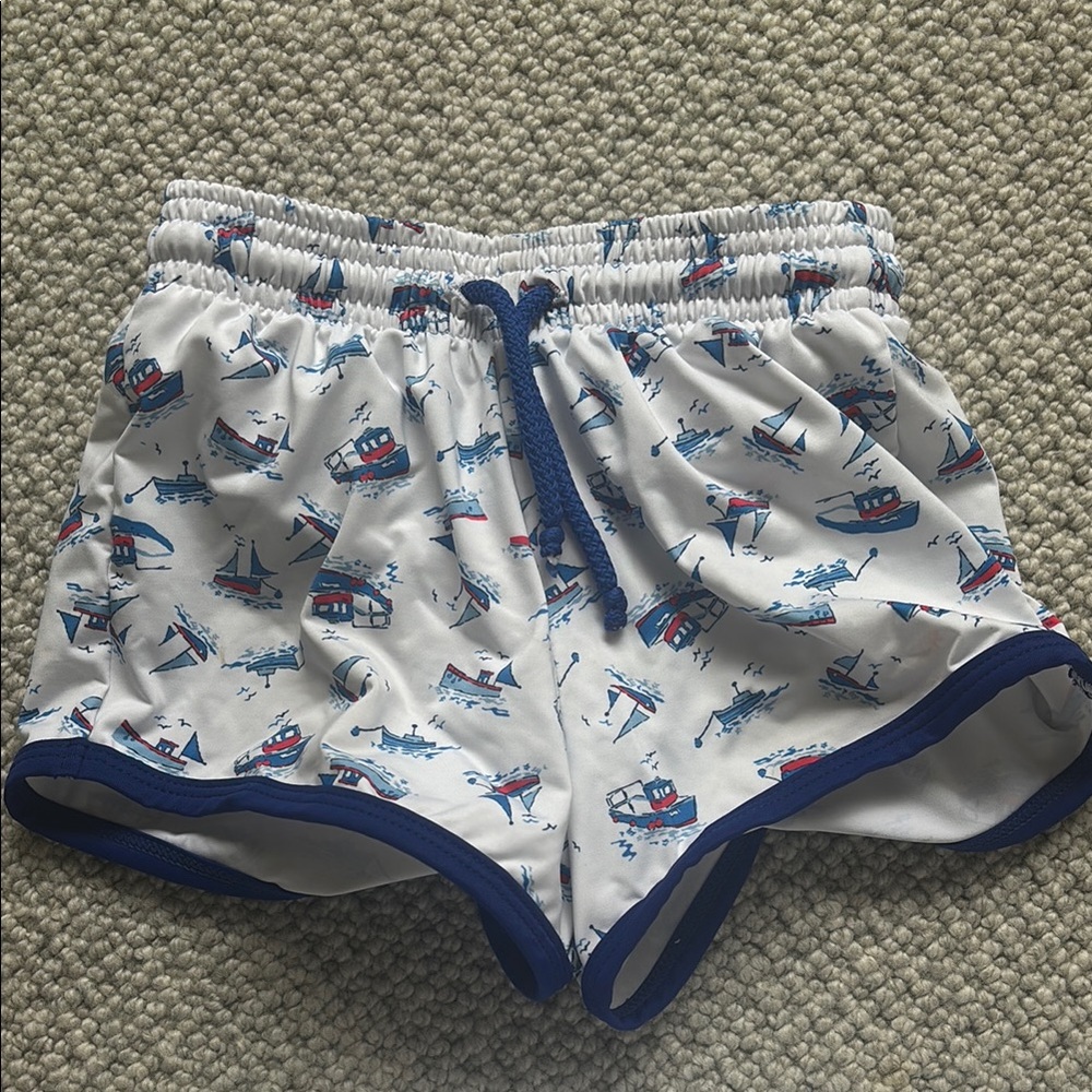 Bella Bliss Kids Swim Trunks - White and Blue